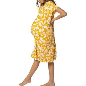 Kindred Bravely Yellow Floral Universal Labor Delivery Nursing Gown XL XXL